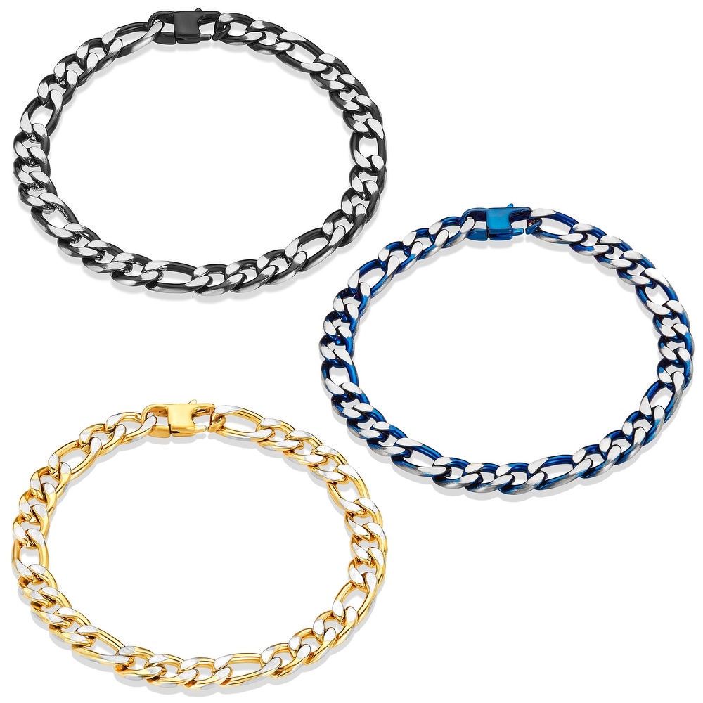 CB136 T&T 5mm Two-Tone Stainless Steel Square Chain Bracelet